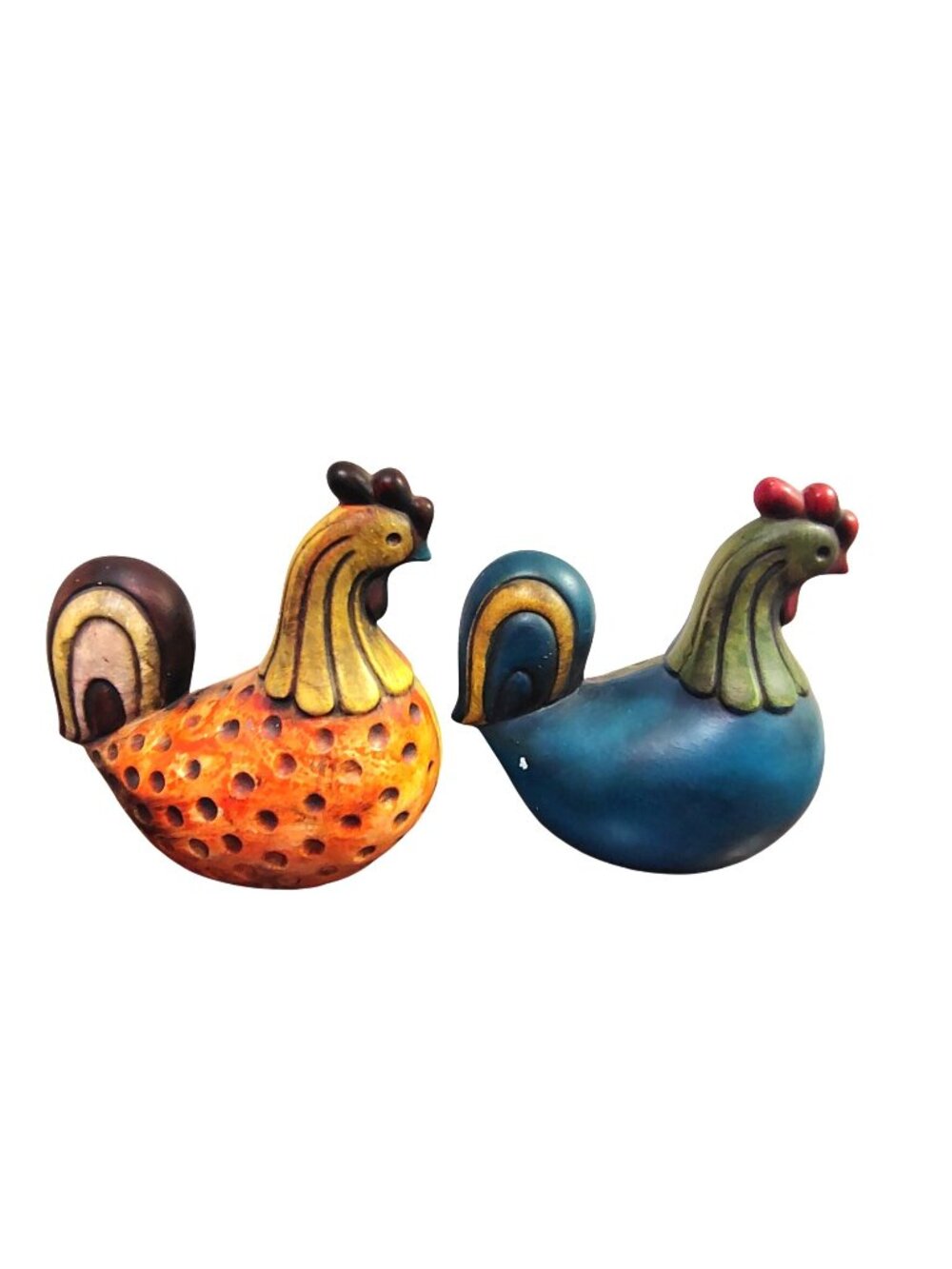 2 Vintage Rooster Chicken Figurines Ardco Fine Quality Dallas Japan Rustic Decor